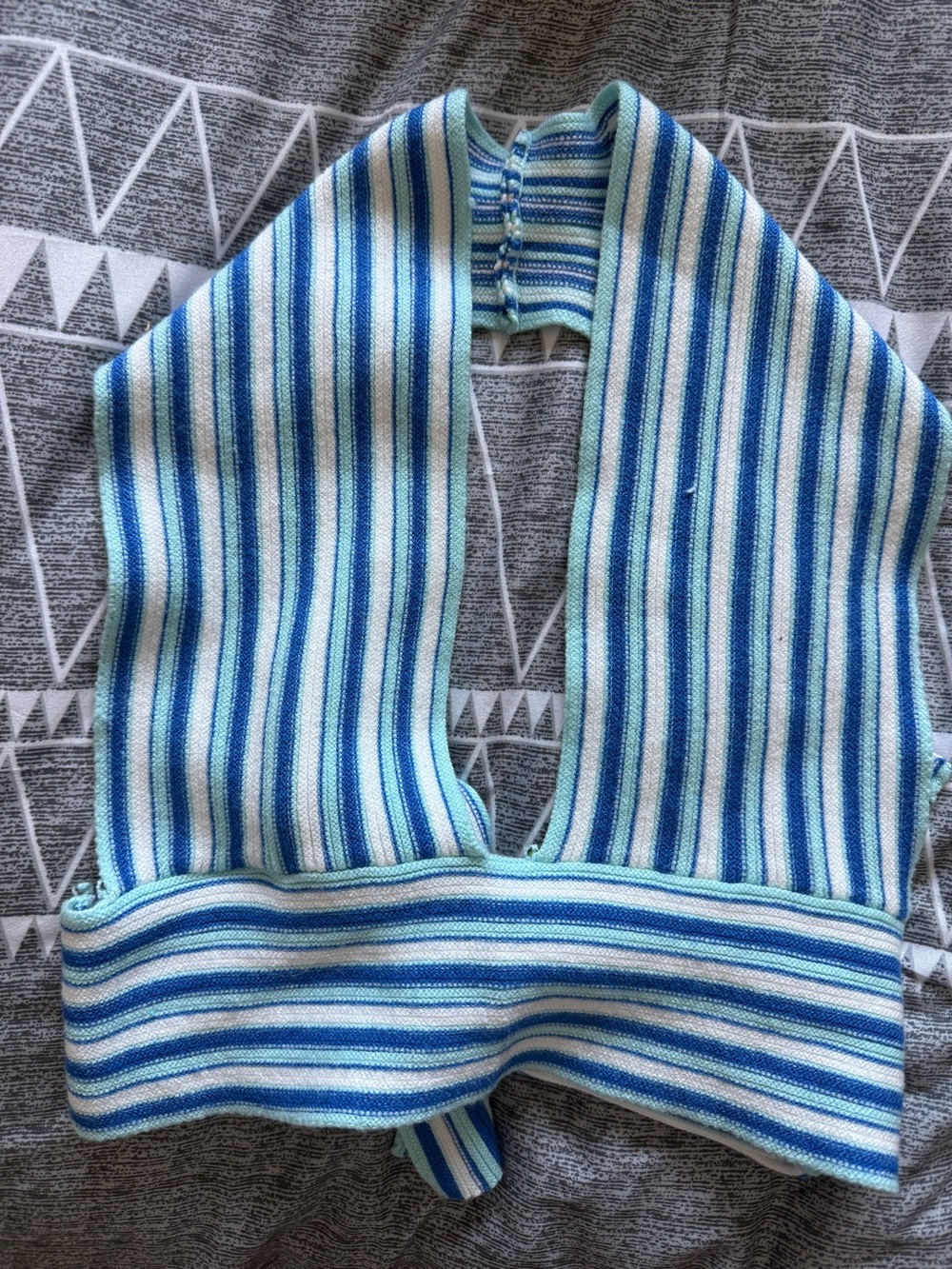 Striped Blue Halter Crop Top - Women
